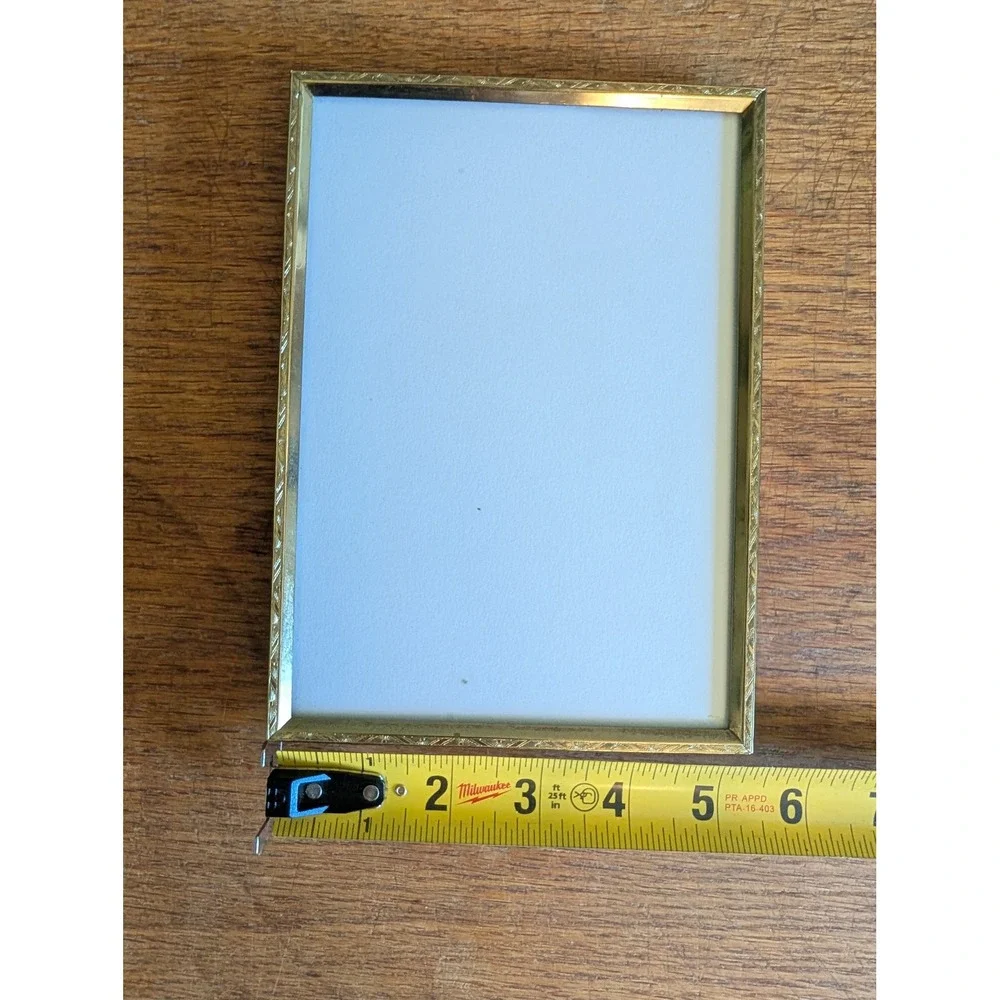 Vintage Gold Etched Metal Photo Frame 5x7 Tabletop Wall Mount Ornate Design